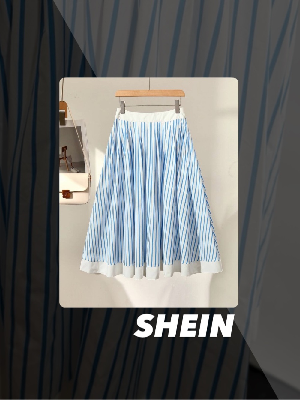 EUC SHEIN Striped High Waist Skirt